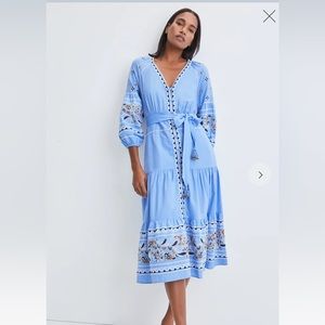 Veronica Beard Freyja Embellished Linen Dress